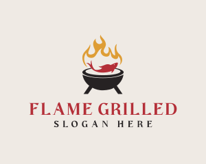 BBQ Fish Grilling logo design