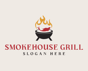 BBQ Fish Grilling logo design