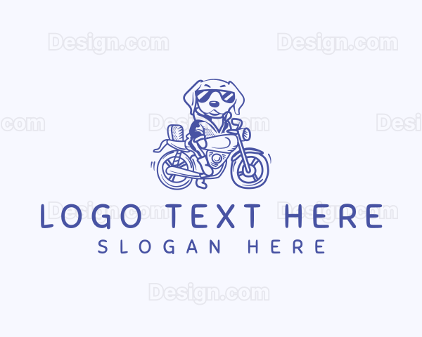 Riding Motorcycle Dog Logo