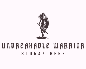 Sword Shield Woman Warior logo design