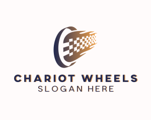 Wheel Racing Flag logo design