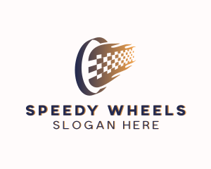 Wheel Racing Flag logo design