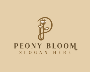 Floral Bloom Flower Letter P logo design