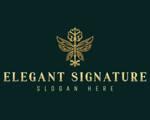 Elegant Butterfly Key logo design