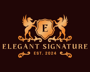 Luxury Pegasus Crest logo design