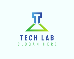 Letter T Lab Flask  logo design