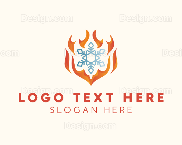 Flame Heat Snowflake Logo