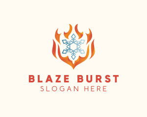 Flame Heat Snowflake  logo design