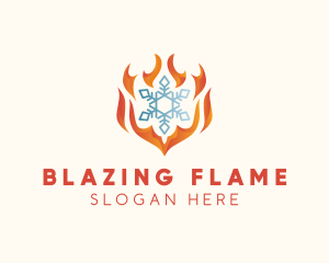 Flame Heat Snowflake  logo design