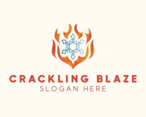 Flame Heat Snowflake  logo design