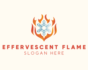 Flame Heat Snowflake  logo design