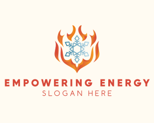 Flame Heat Snowflake  logo design