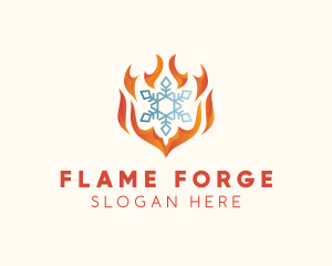 Flame Heat Snowflake  logo design