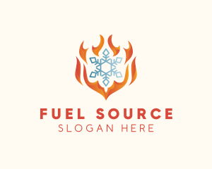 Flame Heat Snowflake  logo design