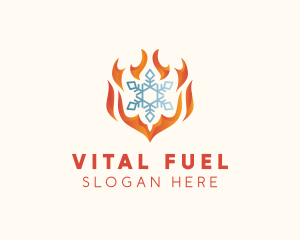 Flame Heat Snowflake  logo design