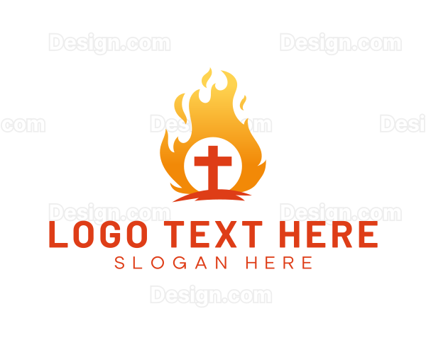 Holy Crucifix Flame Logo