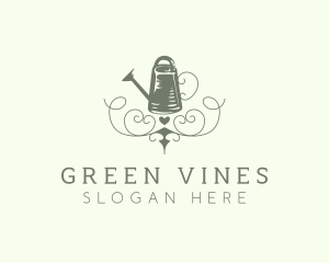 Vine Plant Watering Can logo design