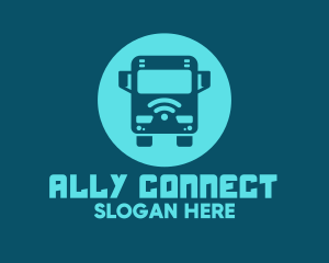 Blue Wifi Bus logo design