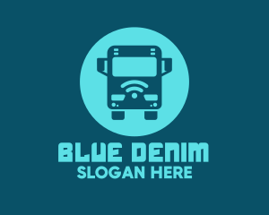 Blue Wifi Bus logo design