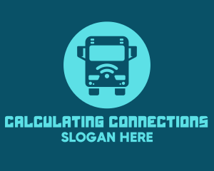 Blue Wifi Bus logo design