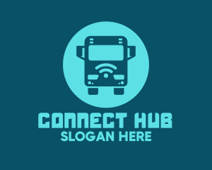 Blue Wifi Bus logo design