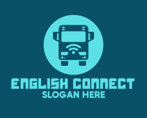 Blue Wifi Bus logo design