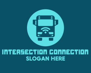 Blue Wifi Bus logo design