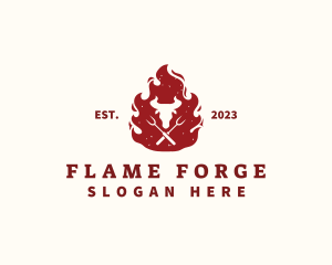 Flame Steakhouse Barbecue logo design