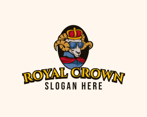 Crown Goat Ram logo design