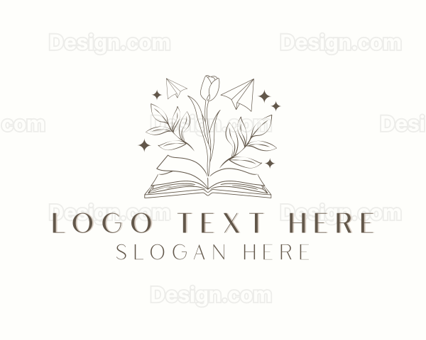 Whimsical Floral Book Logo