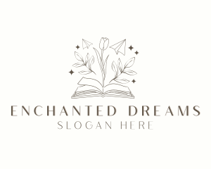Whimsical Floral Book logo design