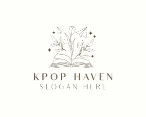 Whimsical Floral Book logo design