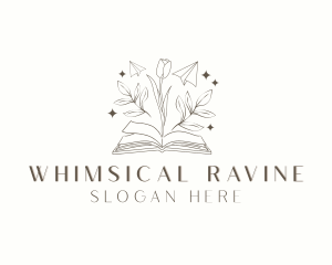 Whimsical Floral Book logo design