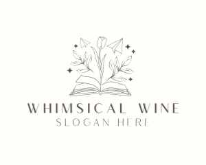 Whimsical Floral Book logo design