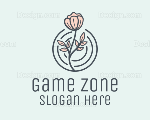 Pink Flower Badge Logo