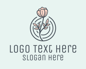 Pink Flower Badge logo design