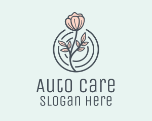 Pink Flower Badge logo design