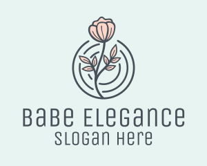 Pink Flower Badge logo design