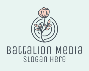 Pink Flower Badge logo design