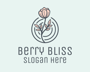 Pink Flower Badge logo design