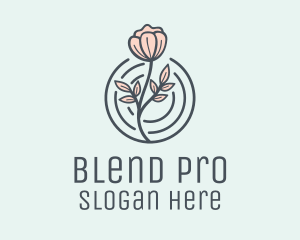 Pink Flower Badge logo design