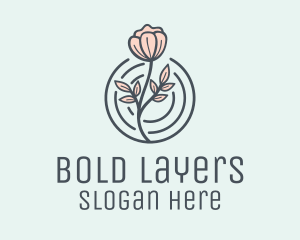 Pink Flower Badge logo design