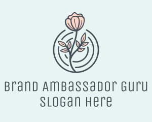 Pink Flower Badge logo design