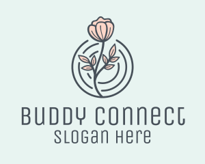 Pink Flower Badge logo design