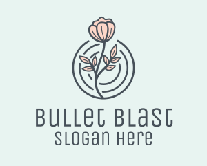 Pink Flower Badge logo design