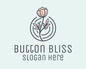 Pink Flower Badge logo design