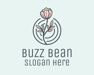 Pink Flower Badge logo design