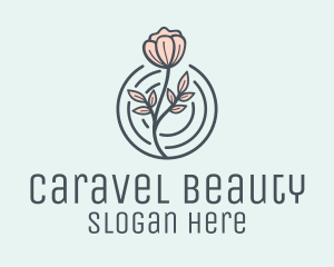 Pink Flower Badge logo design