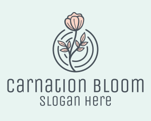Pink Flower Badge logo design