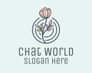 Pink Flower Badge logo design